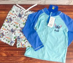 ◾️ディズニーキャラが可愛い♪◾️キッズ ラッシュガード付 スイムウェア スティッチ 90㎝ 男の子用 水着【58675】