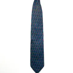 (^w^)b クリスチャンディオール Christian Dior チェーン柄 鎖柄 グリーン シルク  USA製 ネクタイ メンズ レディース ユニセックス 総柄 オシャレ かっこいい かわいい 70s80s90s ビンテージ レトロ 昭和