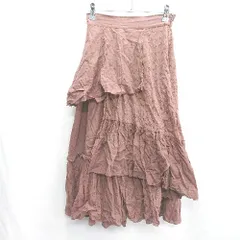 ◇ Θ oneafteranother NICECLAUP コットンレース ウエストゴム 膝丈 ティアード スカート サイズF ブラウン レディース E  【1502030023091】