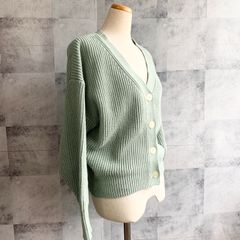 【匿名発送】apart by lowrys　アパートバイロリーズ　カーディガン　Vネック　網目　レディース　パステル グリーン　緑　F