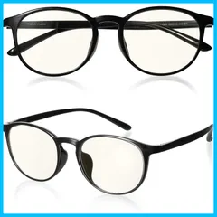 【人気商品】[ROTAKUMA] ブルーライトカット メガネ PC眼鏡 パソコン用 JIS規格40% UVカット99.9% 超軽量14g ボストン型 おしゃれ 紫外線カット メンズ レディース ユニセックス 度なし 伊達めがね (ブラック)