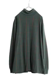 【お得なクーポン配布中!】 90s USA製 ポロ ラルフローレン チェック タートルネック 鹿の子 長袖 Tシャツ メンズ L / 90年代 オールド ロンT ハイネック ポニー無し