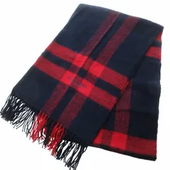 ブルーレーベルクレストブリッジ BLUE LABEL CRESTBRIDGE ロゴ刺繍 マフラー ストール ショール クレストブリッジチェック 総柄 赤 レッド 紺 ネイビー 1130 STKのサムネイル