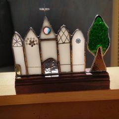 新作★小さな街並みhappy little house教会ガラスインテリア雑貨