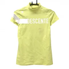 デサントゴルフ 半袖ハイネックシャツ イエロー×白 ロゴプリント 中田英寿 レディース S ゴルフウェア DESCENTE