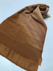 【中古】 帯揚げ 正絹 山吹茶地にぼかし染め 