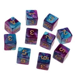 Yourandoll 10個 多面体ダイス D6サイコロ 6面ダイス16mm Dungeons and Dragons DND TRPG MTGサイコロなどテーブルゲーム用 (スカイブルー パープル)