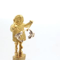Nino ペンダントトップ 18K イヌイット デザインジュエリー K18 チャーム 漁師 美品 ニノ ◆送料込◆質屋-10371