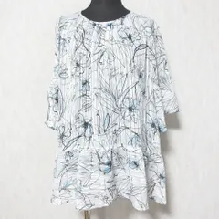 美品 Leilian レリアン ホワイトレーベル フラワープリント シアーブラウス AV-0203221 サイズ9 グレー ホワイト ブラック レディース 古着 中古 USED