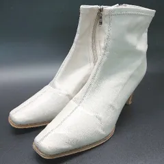 ■ EVOL イーボル シンプル 綺麗め スクエアトゥ 大人 ショート ブーツ サイズM アイボリー レディース E  【1304210009556】