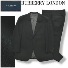 【美品】 【高級】 バーバリー ロンドン BURBERRY LONDON シングル 2B スーツ セットアップ 上下 テーラードジャケット スラックスパンツ ダークグレー メンズ
