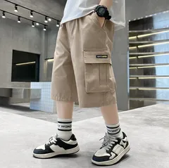 キッズハーフパンツ(カーキ120.130.140.150）ボトムスこども子供服男の子男児女児韓国103