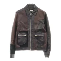 COACH (コーチ) 1941 パネル切り替え シープ カウ レザー ジップアップジャケット ブラック/パープル 218774のサムネイル