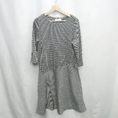 ◇ ⊇ Doclasse チェック 長袖 膝丈 ワンピース サイズLL ブラック系 レディース E  【1503060011577】