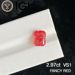 2.97ct VS1 Fancy Red ラボグロウンダイヤモンド ルース ラボダイヤ ファンシーレッド IGI鑑定書付 レディエントカット レッドダイヤモンド リング用 ネックレス用 オーダーメイド対応