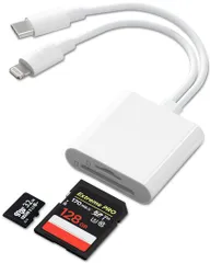 【MFi認証済】SDカードリーダー2in2タイプC/iPhone対応高速双方向転送SD/MicroSDカード対応メモリーカードリーダー写真/動画/データ保存OTG機能設定不要