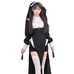 【特価セール】（7点セット） 演出服 十字架付き レディース 仮装 ハロウィン シスター服 修道女コスプレ衣装 [ChicFlow]