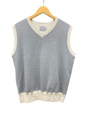 EVISU (エヴィス) 裏起毛 コットン ベスト スウェット Vネック 日本製 40 グレー×ホワイト メンズ/025のサムネイル