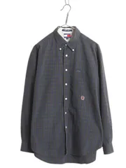 【お得なクーポン配布中!】 90s トミーヒルフィガー シアサッカー ブラックウォッチ チェック 長袖 ボタンダウン シャツ メンズ L / オールド 長袖シャツ ポケット付き