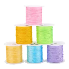 新品 Beadthoven ナイロン糸 結び紐 組紐 0.6mm 6巻セット 手編み 友情ブレスレット作り カラーナイロンコード 丸紐 細い紐 編み込み 中国結び糸 ジュエリーコード ビーズスレッド 手芸クラフト用 アクセサリーパーツ 手作り DIY用品 6色