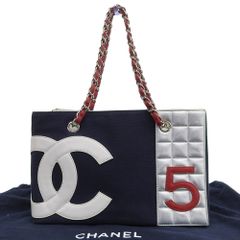 【本物保証】 布袋付 シャネル CHANEL No.5 ココマーク チェーントートバッグ A18643 シール付 7番台 トートバッグ キャンバス×レザー