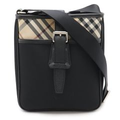 BURBERRY バーバリー ノバチェック チェック柄 ショルダーバッグ 斜め掛け ナイロン レザー ブラック 黒