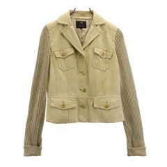 23区 長袖 袖リブニット レザージャケット 40 ベージュ系  本革 レディース 古着 【231110】