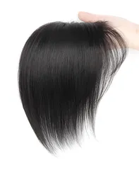 【人気商品】RENLIGUOJI母親にプレゼント 部分ウィッグ ヘアピース 人毛 白髪隠し 前髪ウィッグ人毛 女性 つむじ 前髪 ポイントウィッグ かつら 色：自然黒茶色 長さ：25㎝（中大面積8*12㎝）クリップ3個