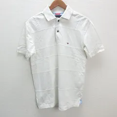 a■トミーヒルフィガー/TOMMY HILFIGER ロゴ刺繍 半袖ポロシャツ【S】白/MENS/71【中古】