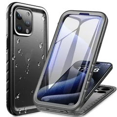 Cozycase iPhone 15 Pro 用 ケース - iPhone 15 Pro 用 防水ケース - 完全防水 防塵 2m 耐衝撃 360度 全面 両面 軽量 米軍 カメラ保護 ストラップ付き 海 お風呂 水中撮影 洗濯可能 iPhone15Pro 0