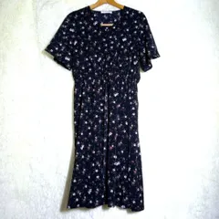 Ehyphenworldgallery【F】シャツワンピース 半袖 花柄/黒