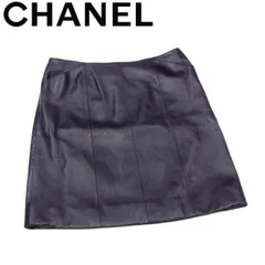 通販 送料無料  CHANEL】シャネルキュロットスカートラムスキン羊革36 パンツ