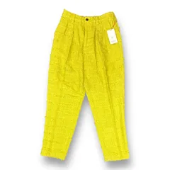 定価24970円 新品 MAISON SPECIAL フリンジ ツイード ジャガード タック ワイドパンツ メゾンスペシャル 11222461226 イエローのサムネイル
