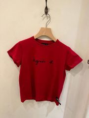 agnes b. アニエスベー レディース メンズ　Tシャツ  レッド　可愛い　真ん中大きいロゴ