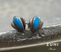 2st170 ZUNI ズニ族 インレイ インディアンジュエリー ターコイズ ピアス silver シルバー 925 ヴィンテージ