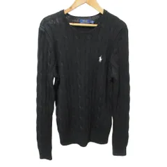 未使用 POLO RALPH LAUREN ポロラルフローレン コットン ケーブルニットセーター L ブラック レディース 古着 中古 USED