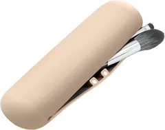 SATOMO メイクブラシポーチ 携帯用 シリコン製 化粧筆収納ケース 旅行用 マグネット式 出張用(ベージュ)