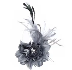 【在庫処分】[aloala] [アロアーラ] コサージュ 髪飾り 頭 ヘアアクセサリー 2way ラインストーン 羽根 付き 花