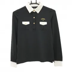 【美品】キャロウェイ 長袖ポロシャツ 黒×白 胸ポケット  レディース S ゴルフウェア Callaway