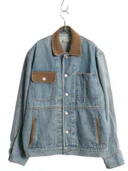 【お得なクーポン配布中!】 80s バナナリパブリック デニム ジャケット メンズ S ヴィンテージ Gジャン ブルゾン 襟 本革 スウェード レザー カバーオール トラッカー