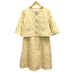 2ND VAUDEVILLE スーツ セット ジャケット ワンピース ノースリーブ 膝丈 38 黄 イエロー