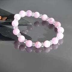 ◇ L-287 天然石ブレスレット　ラベンダーアメジスト　水晶ボタンカット　8mm  16cm  開運　厄除け　運気UP 癒し　お守り