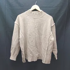 ◇ SENSE OF PLACE 無地 ハイネック バックスリット 長袖 ニットセーター サイズONE ライトブラウン レディース メンズ E  【1304050042393】