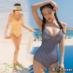 【美品・未使用新品】水着 レディース ワンピース 20代 30代 チェック 可愛い おしゃれ 夏休み 体型カバー シンプル カジュアル 半袖 着痩せ 海水浴