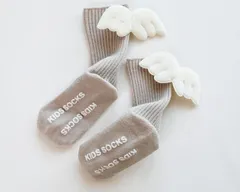 子供用 ベビー靴下 天使の羽 ハイソックス   グレー