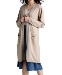 [Dep Club] エレガント×気軽さ ロングカーディガン レディース 薄手 ニット カーディガン ロング丈 ポケット 無地 大きいサイズ ゆったり 春 秋 冬 春秋 秋冬 春服 服 (ブラウン) [ブラウン] [Free Size]