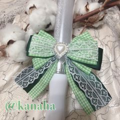 ❤︎ギンガムチェック❤︎ 黄緑 ✕ 深緑 グリーン担当さん りぼん