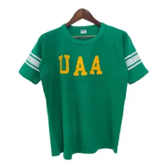 70年代 USA製 Champion チャンピオン フットボールＴシャツ カレッジ アメフト グリーン(メンズ L)中古 古着 T7148