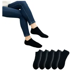 [Toré] 【トレ】 靴下 レディース くるぶしソックス 綿 耐久性 5足セット 22-25cm 消臭 抗菌 快適 通気性 速乾 臭わない 春 夏 秋 冬 年中 無地 くるぶし くるぶし丈 アンクル アンクル丈 スニーカー 黒 ブラック