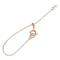 【B：ピンクゴールド×フリーサイズ】[Cream dot. クリームドット公式] ネックレス レディース  2タイプ アジャスター アジャスターチェーン 長さ調整 スライドボール式 長さ出し 一粒ビジュー パール 大人 上品 エレガント シンプル 